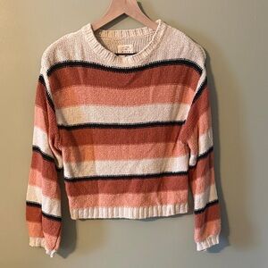 Billabong Striped Sweater - Coral, Cream, and Black